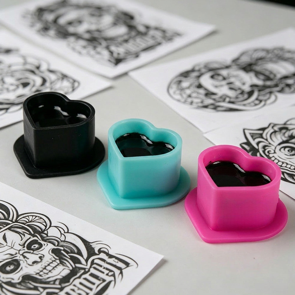 Soft Silicone Heart Ink Cups 200pcs for PMU Tattoos - Pigment Holder Caps