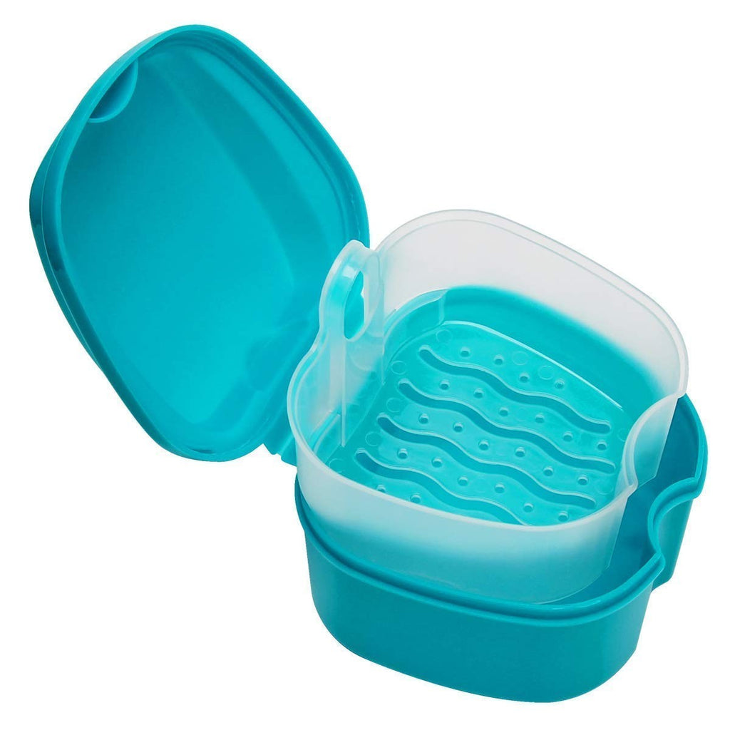 Portable Green Denture Case with Strainer - Hygienic Storage for Dentures & Retainers