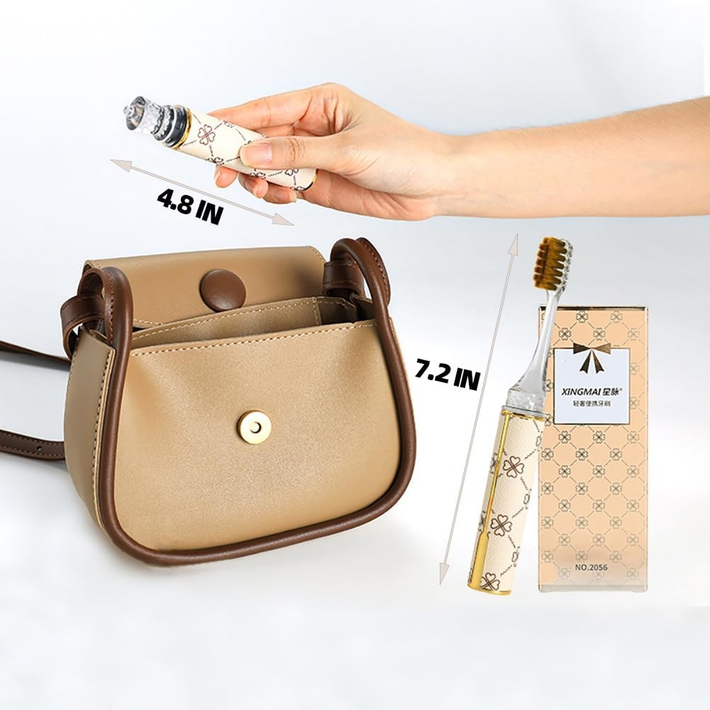 Foldable Travel Toothbrush Set with Compact Head and Case - Mini & Soft Bristles