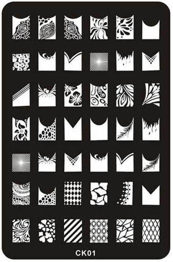 Nail Art Stamping Image Plates with White Holder - 9.5x14.5cm Large Nail Stencil