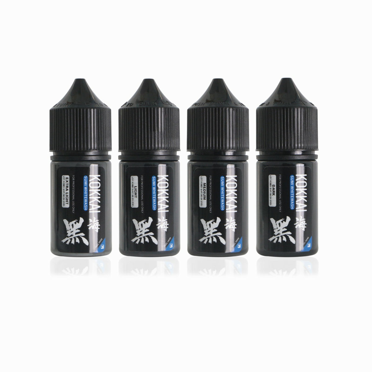 Whitewash Tattoo Ink Set 1 oz - 4 Bottle Graywash Shading Inks (Light, Medium, Dark, X-LIGHT)
