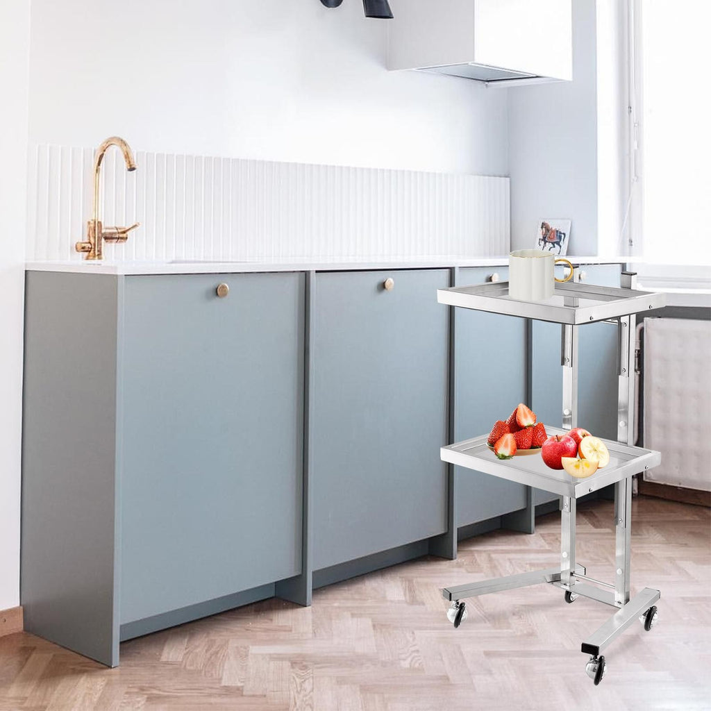 Stainless Steel Salon Rolling Utility Cart with Double-Layer Trays