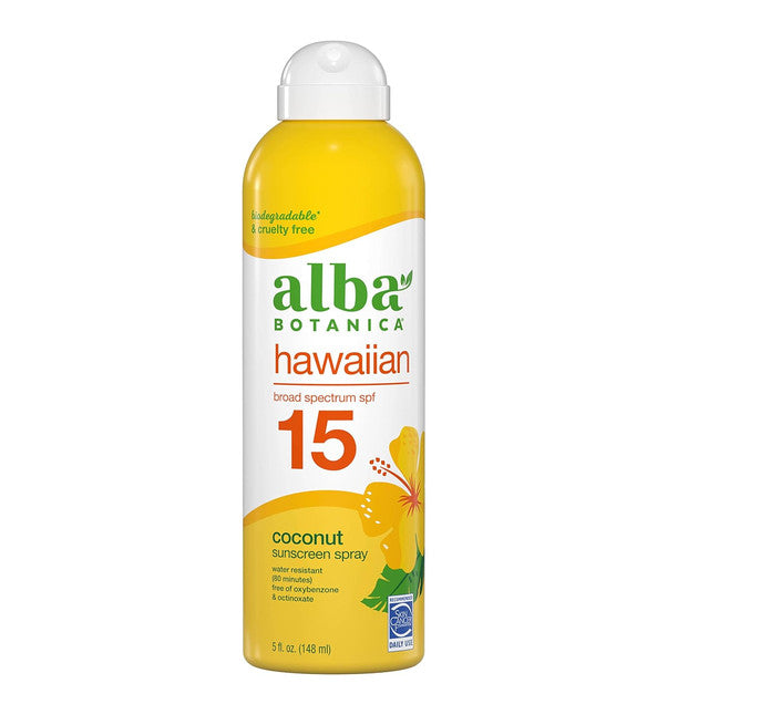 SPF 15 Sunscreen Spray 3-Pack for Face & Body Water Resistant Tropical Coconut Fragrance