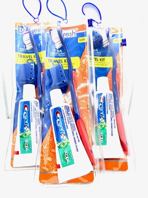 Travel Toothpaste and Toothbrush Set - 3 Pack with Cover & Mini Tube