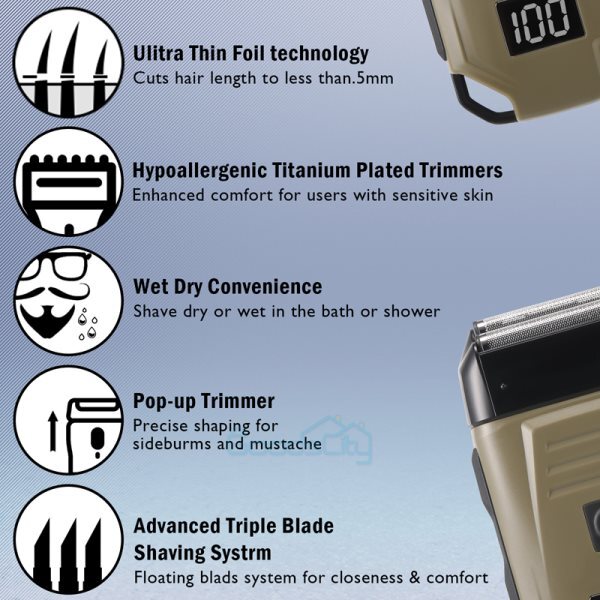 Electric Men's Shaver with Double Head Waterproof USB Charging