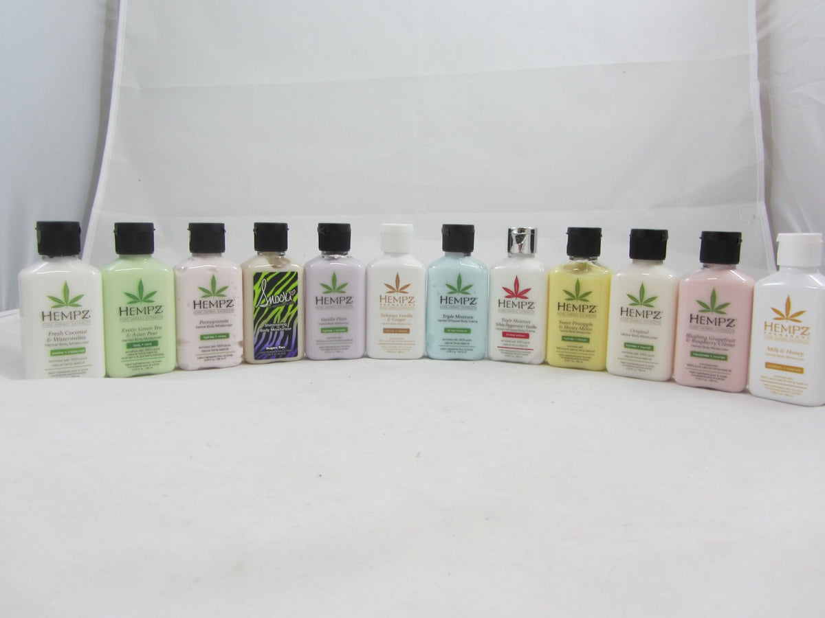 12 Pack Hempz & Supre Moisturizer Lotions - Assorted Scents, Travel Size