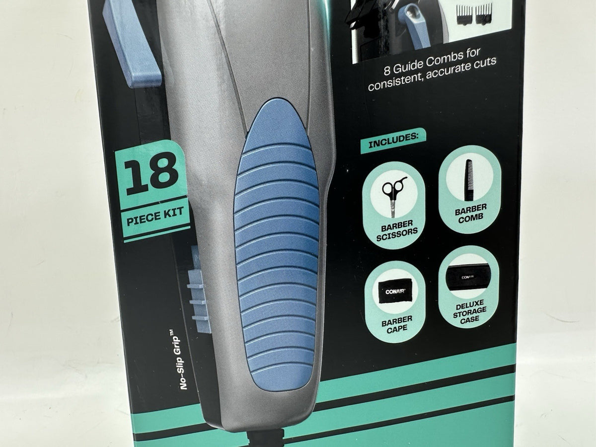 Men's Hair Clipper Kit - Complete 18-Piece Home Grooming Set with Stainless Steel Blades