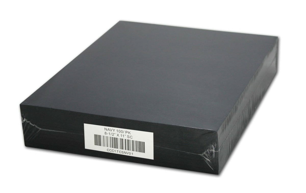 16pt Navy Vinyl Report Covers 8.5x11 Inches - 100 Pack
