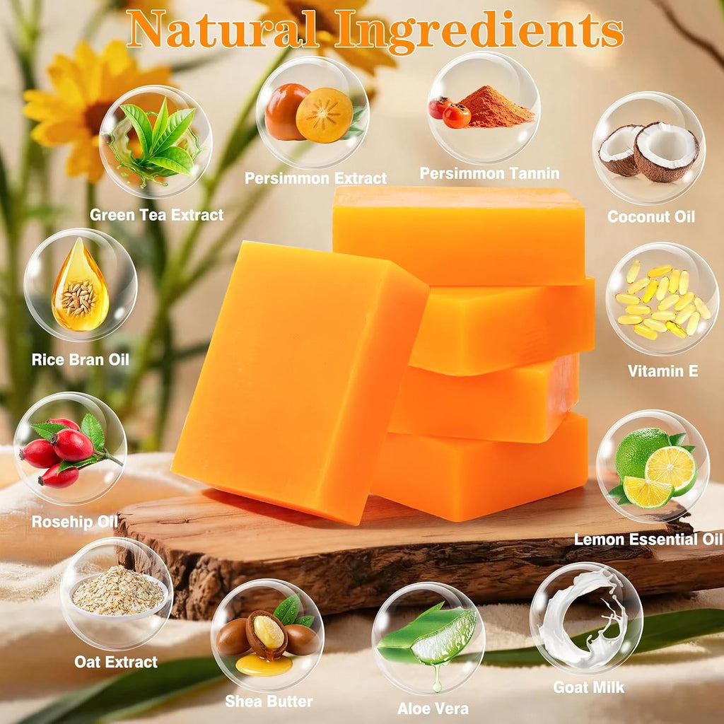 Persimmon Soap Bar for Body Odor Removal - 5 Pack Natural Deodorant