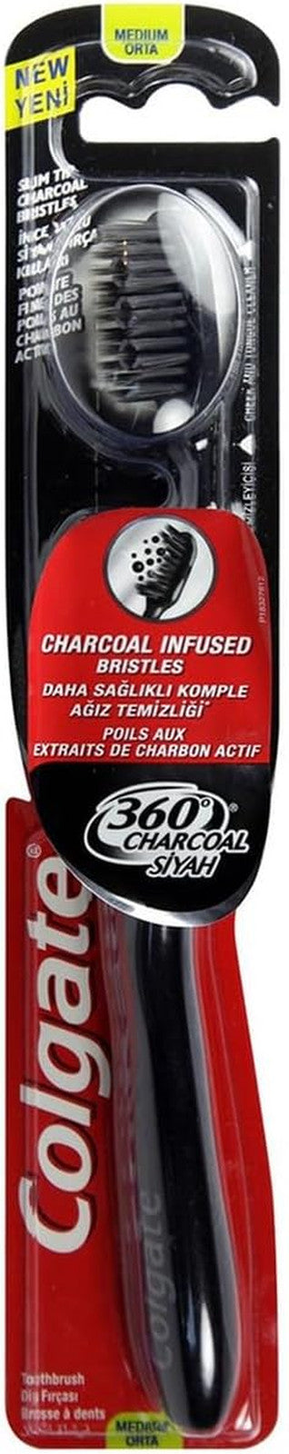 Charcoal Infused Medium Toothbrush - 1 Count for Oral Care