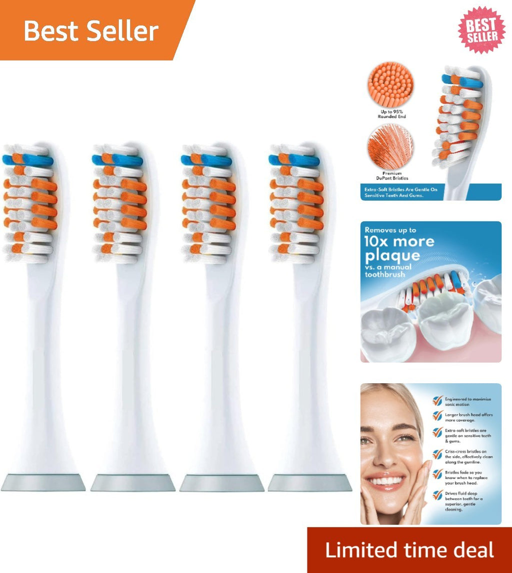 Gentle Extra Soft Toothbrush Replacement Heads for Sensitive Gums - Pack of 4