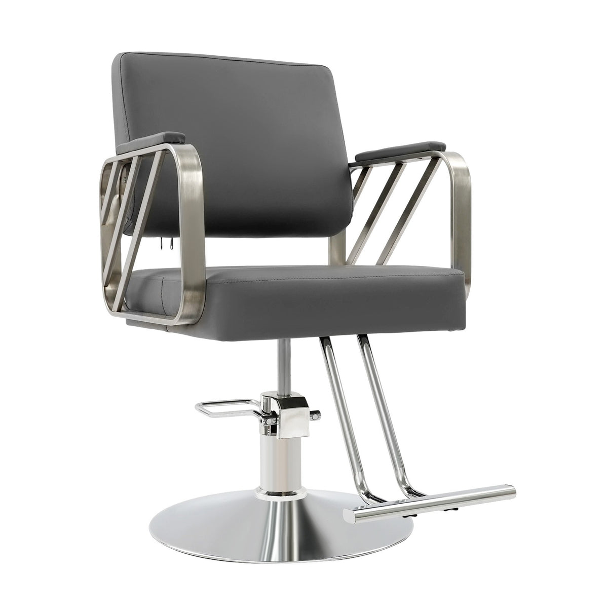 Swivel Salon Chair for Hair Stylist, Adjustable Grey Styling Chair