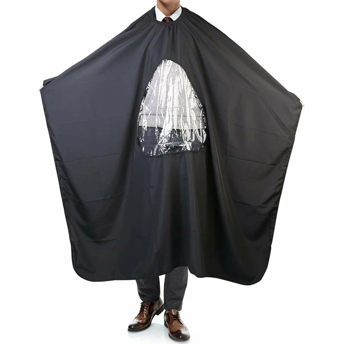 Hair Cutting Cape with Viewing Window and Adjustable Neck - Unisex Salon Apron