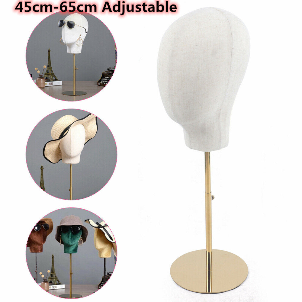 Adjustable Mannequin Head for Wig and Hat Display, 18-26 Inch Height, Metal Stand