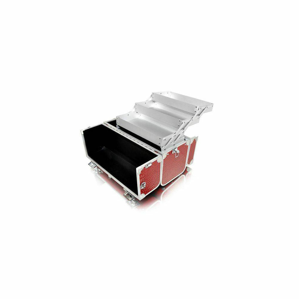Red Crocodile Texture Train Case - Makeup & Travel Storage