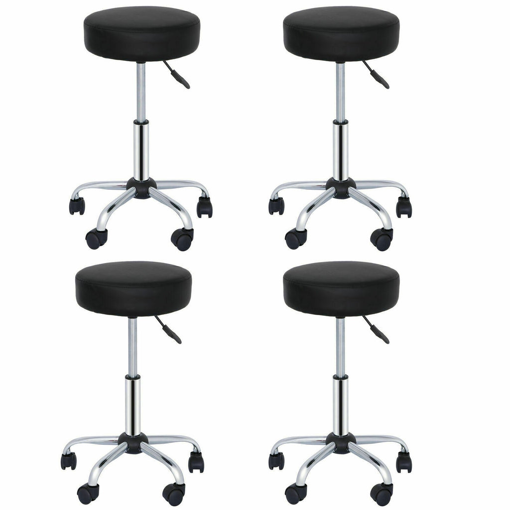 Black Hydraulic Rolling Stool Swivel Office & Salon Chair Adjustable Height