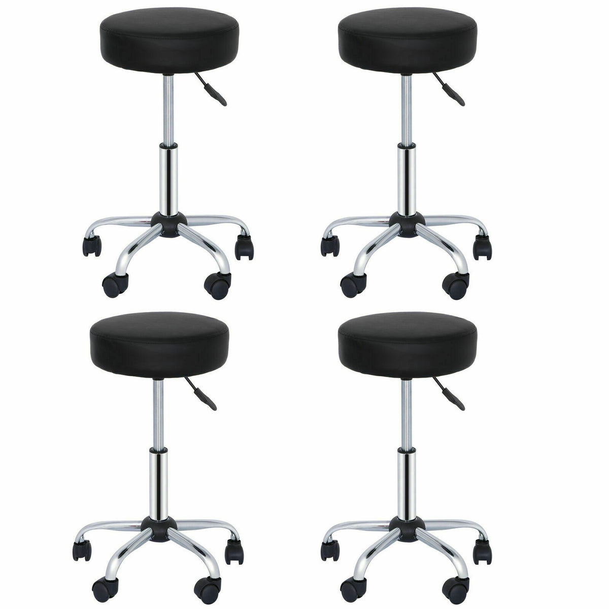 Black Hydraulic Rolling Stool Swivel Office & Salon Chair Adjustable Height