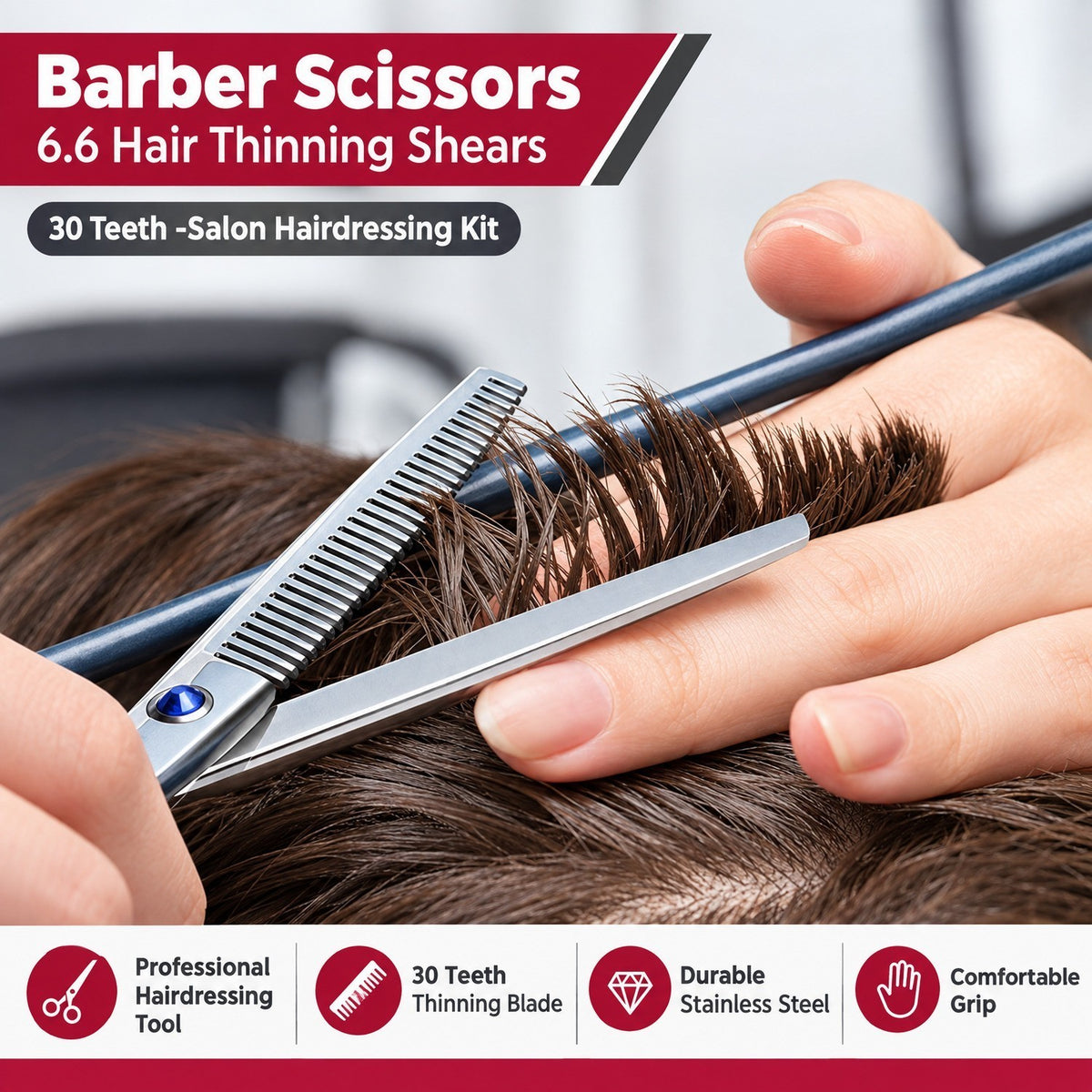 Hair Thinning Shears 30 Teeth Salon Hairdressing Kit - Stainless Steel Scissors