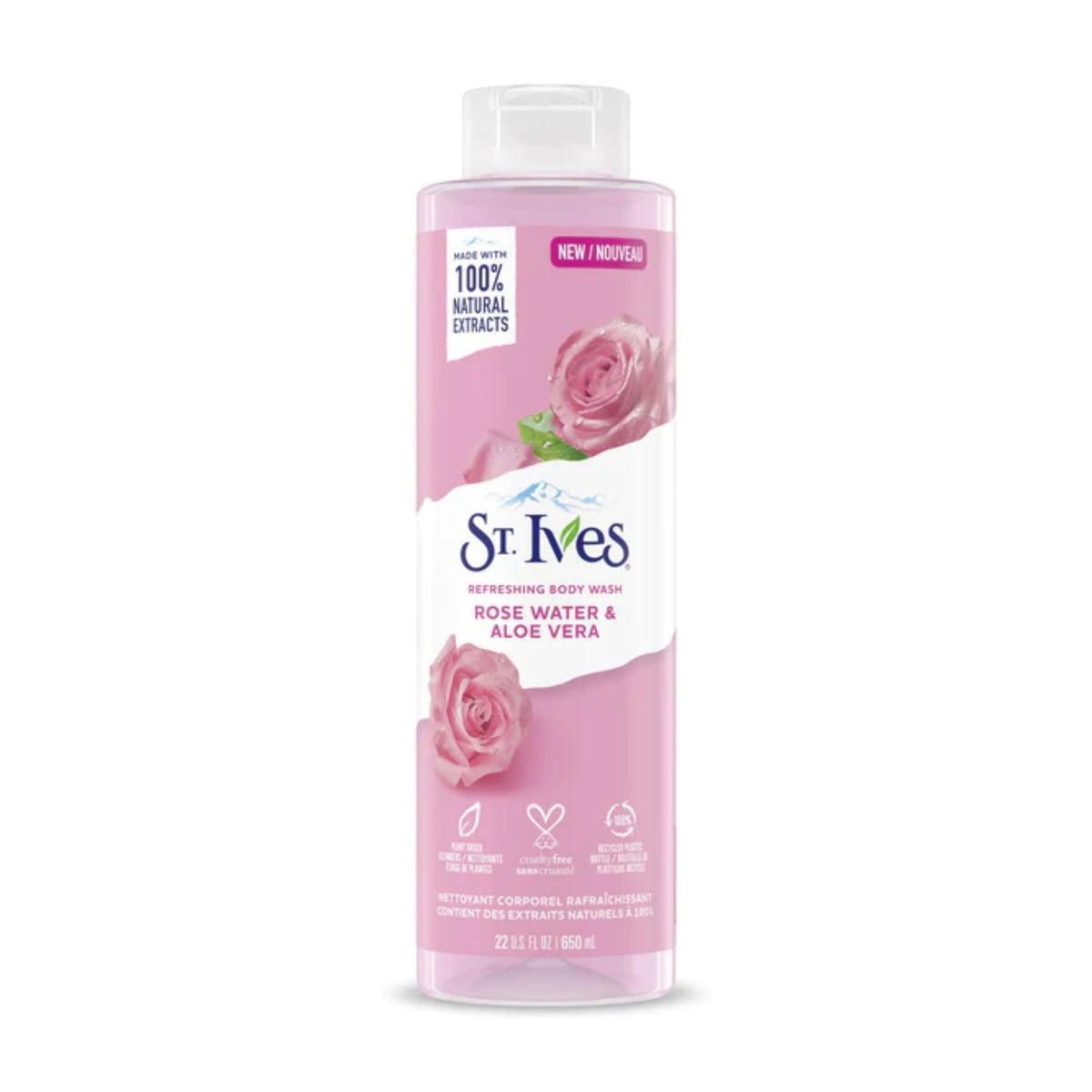 Natural Rose Water & Aloe Vera Body Wash - Refreshing Hydrating 22oz