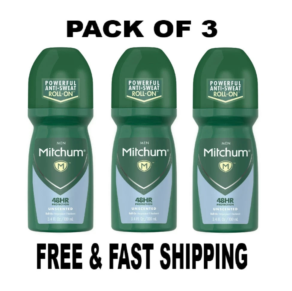 Men's Unscented Antiperspirant Deodorant Roll-On 3-Pack - 48HR Odor & Sweat Protection