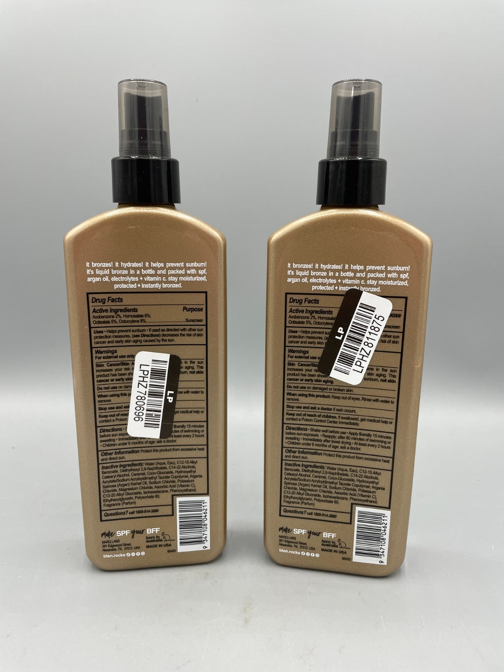 b.tan SPF 7 Sun Tanning Lotion Spray - Bronze in a Bottle, Pack of 2