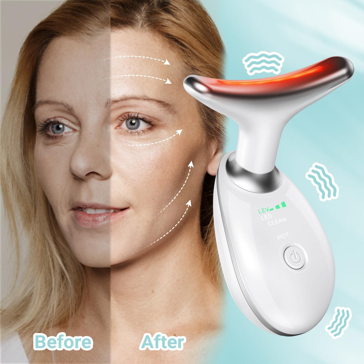 Neck and Face Massager Roller for Sculpting Skin Care - White