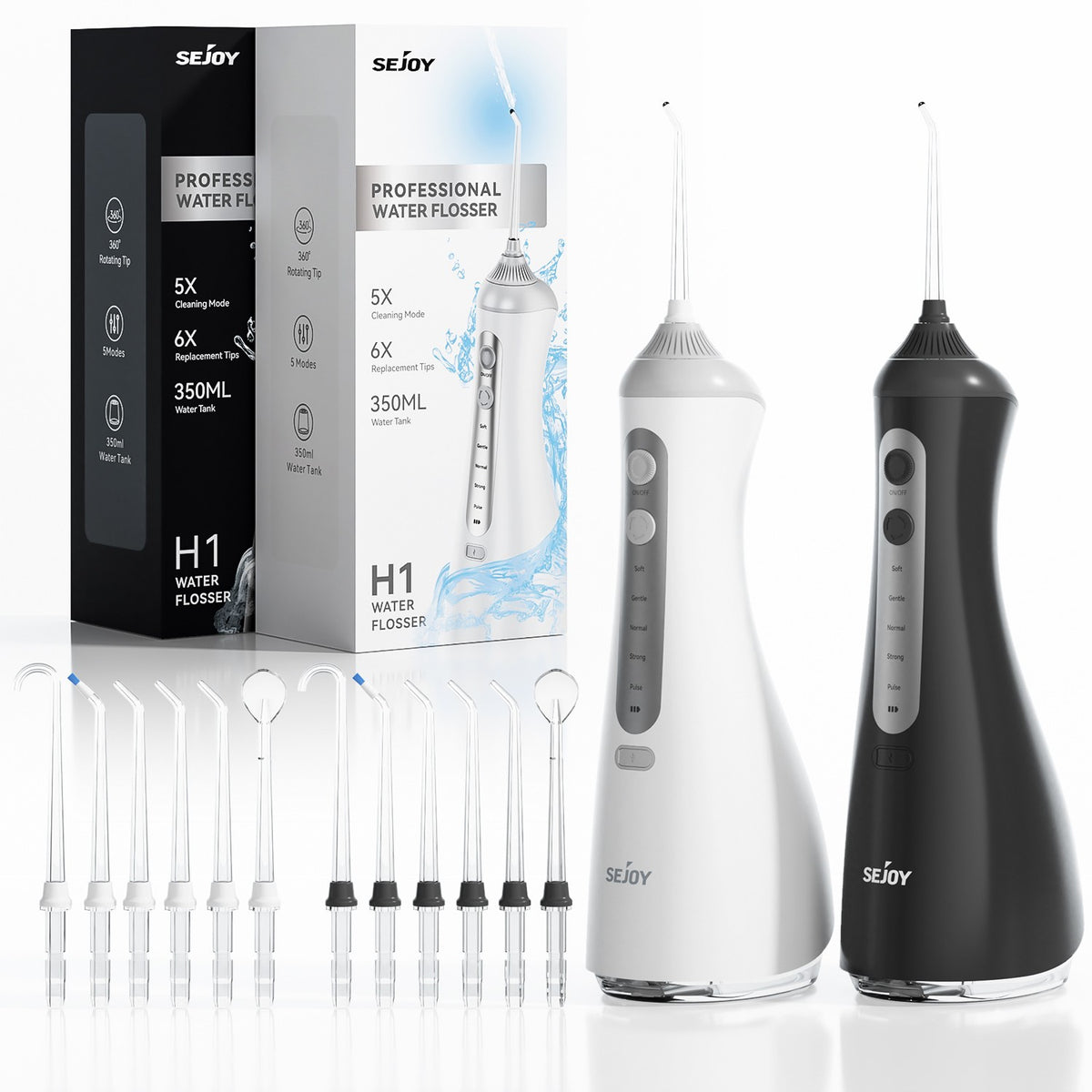 Cordless Water Flosser with 5 Modes and 6 Jet Tips - Oral Irrigator for Teeth Care