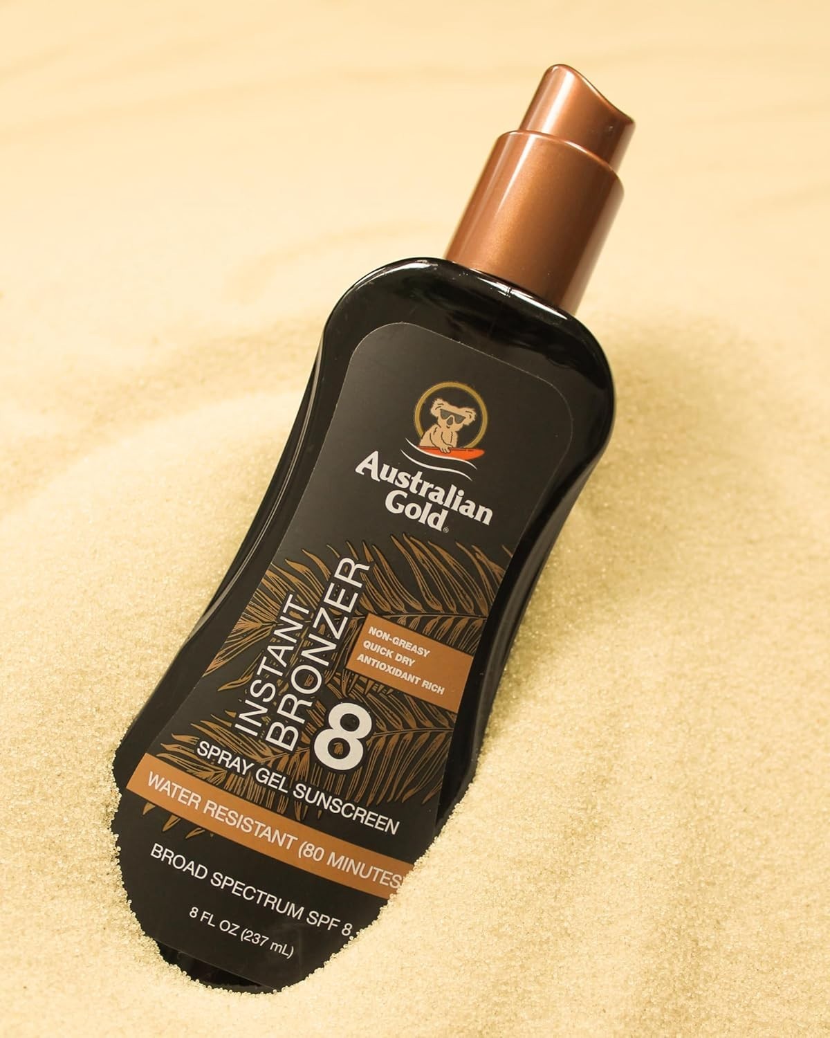 Australian Gold SPF 8 Spray Gel Sunscreen with Bronzer 8 oz
