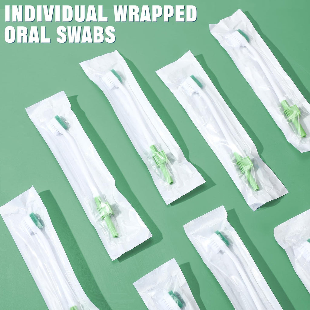 Disposable Suction Toothbrush Set - 10 Green Oral Care Swabs, 7.09 Inch