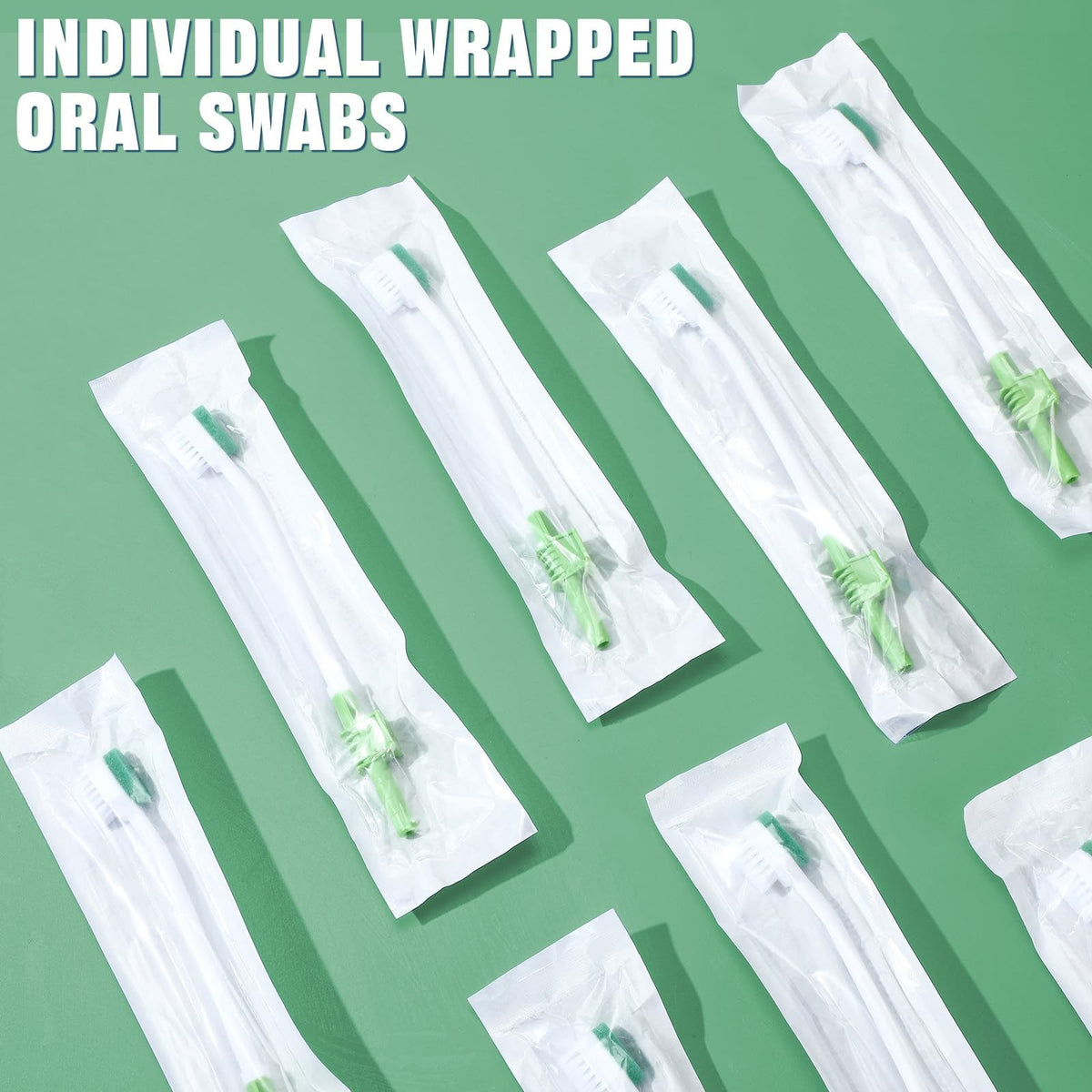 Disposable Suction Toothbrush Set - 10 Green Oral Care Swabs, 7.09 Inch