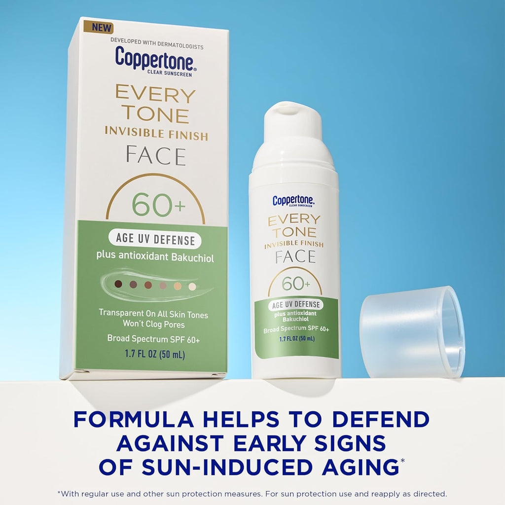 SPF 60+ Face Sunscreen with Invisible Finish and Antioxidant Bakuchiol - 3 Pack