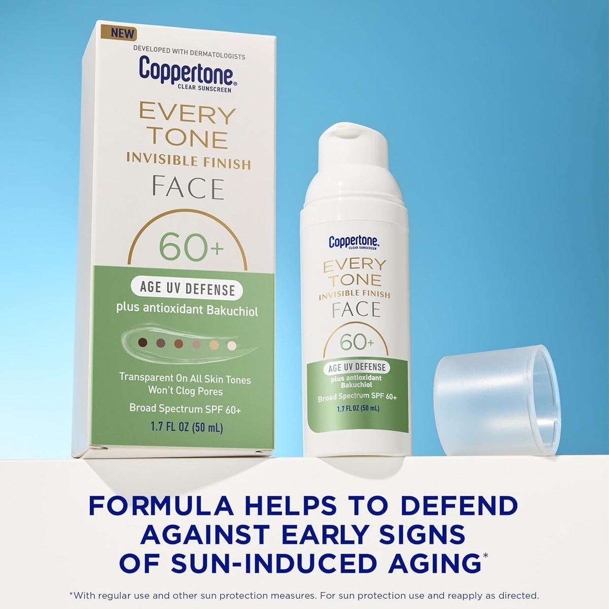 SPF 60+ Face Sunscreen with Invisible Finish and Antioxidant Bakuchiol - 3 Pack
