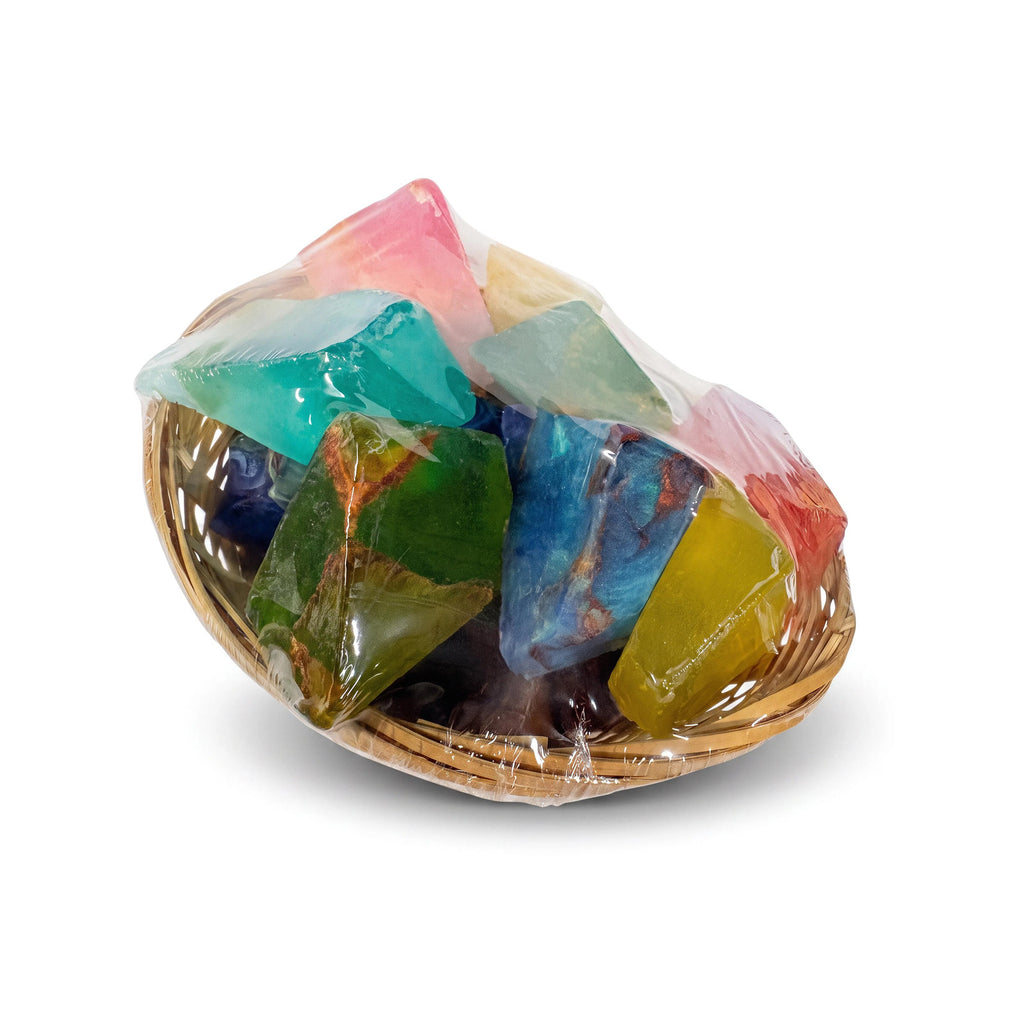 Gemstone Soap Gift Set in Basket - Assorted Fragrances & Colors