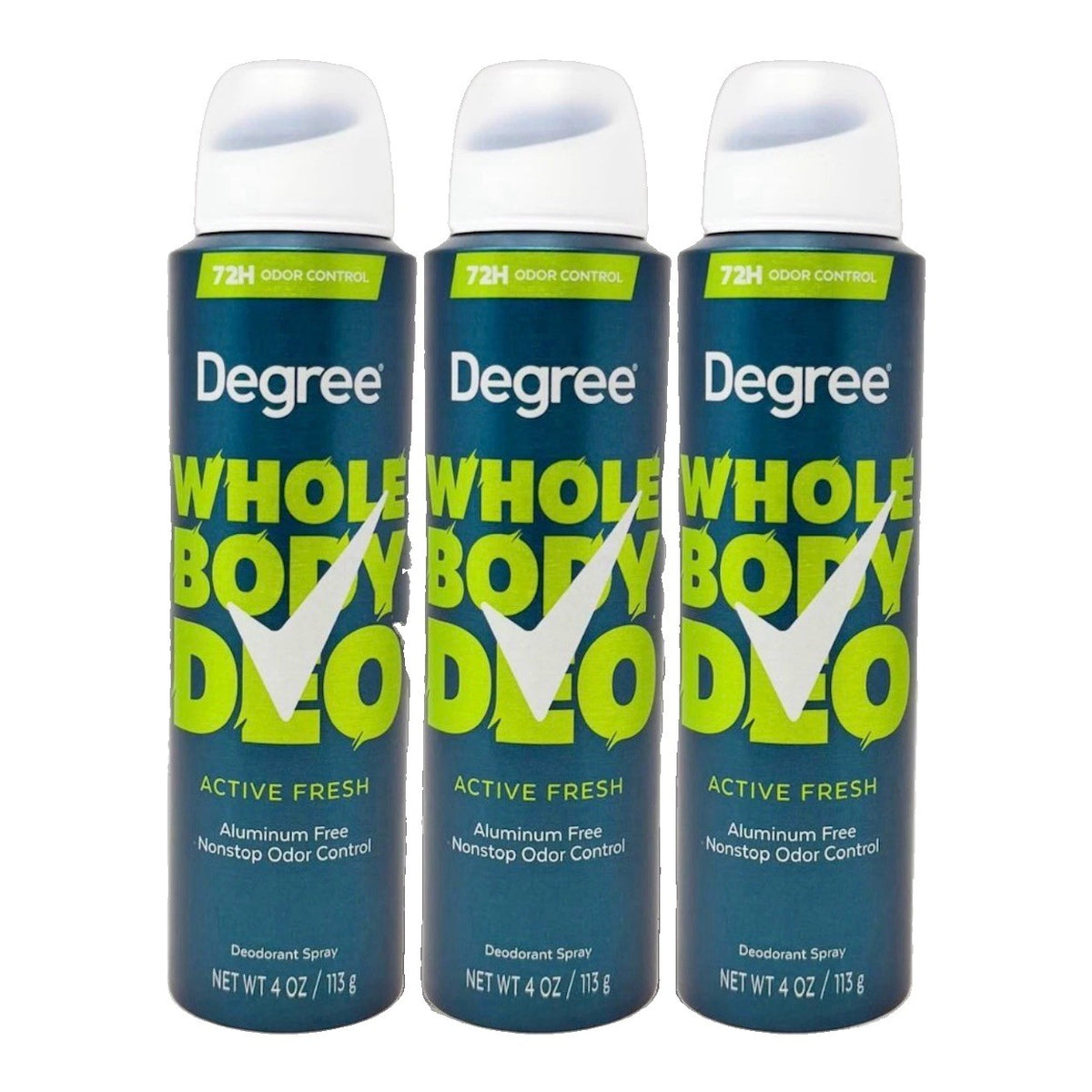 3 Pack Aluminum-Free Deodorant Spray for Whole Body Active Fresh 4oz
