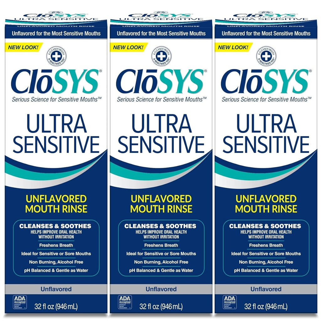 Ultra Sensitive Unflavored Mouthwash - Soothes & Freshens Breath, 32 Oz Pack of 3
