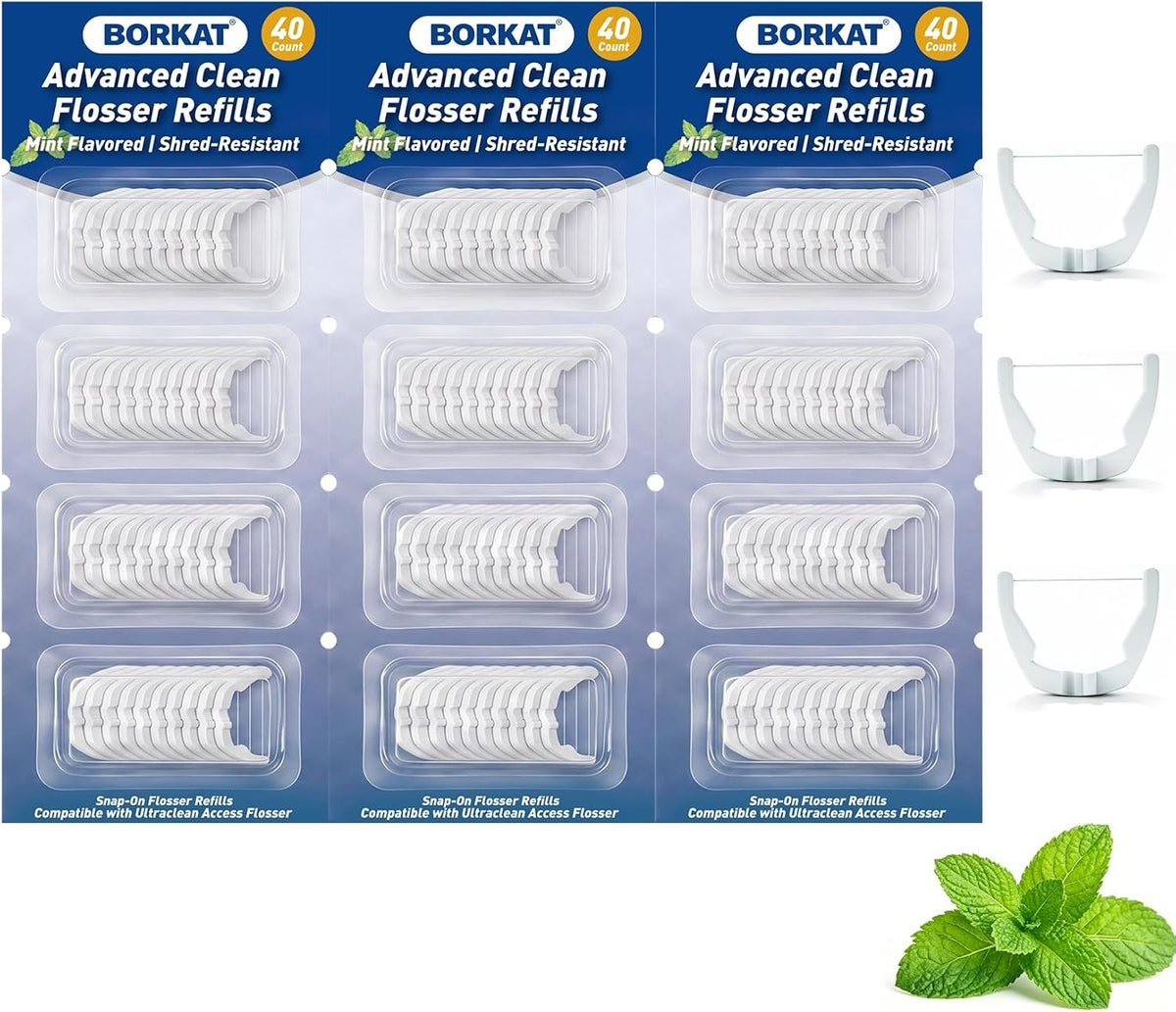 Dental Floss Refills for Power Flossers - 40 Count, Mint Flavor, Easy-Clean