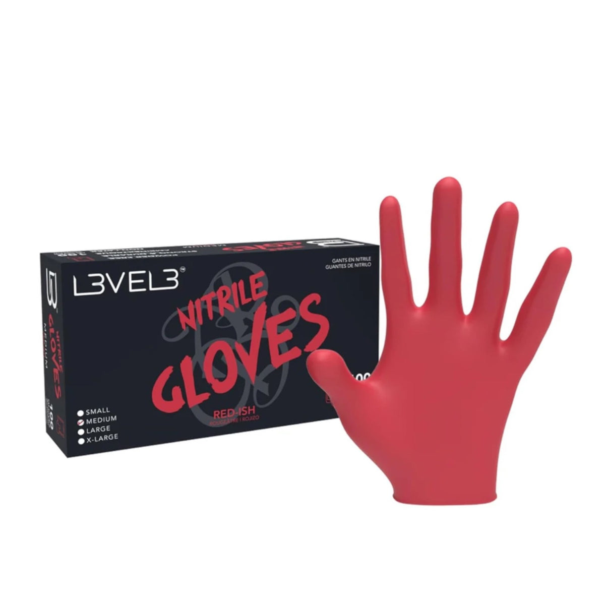 Professional Nitrile Safety Gloves 100 Pack - Multiple Sizes, Red-ISH
