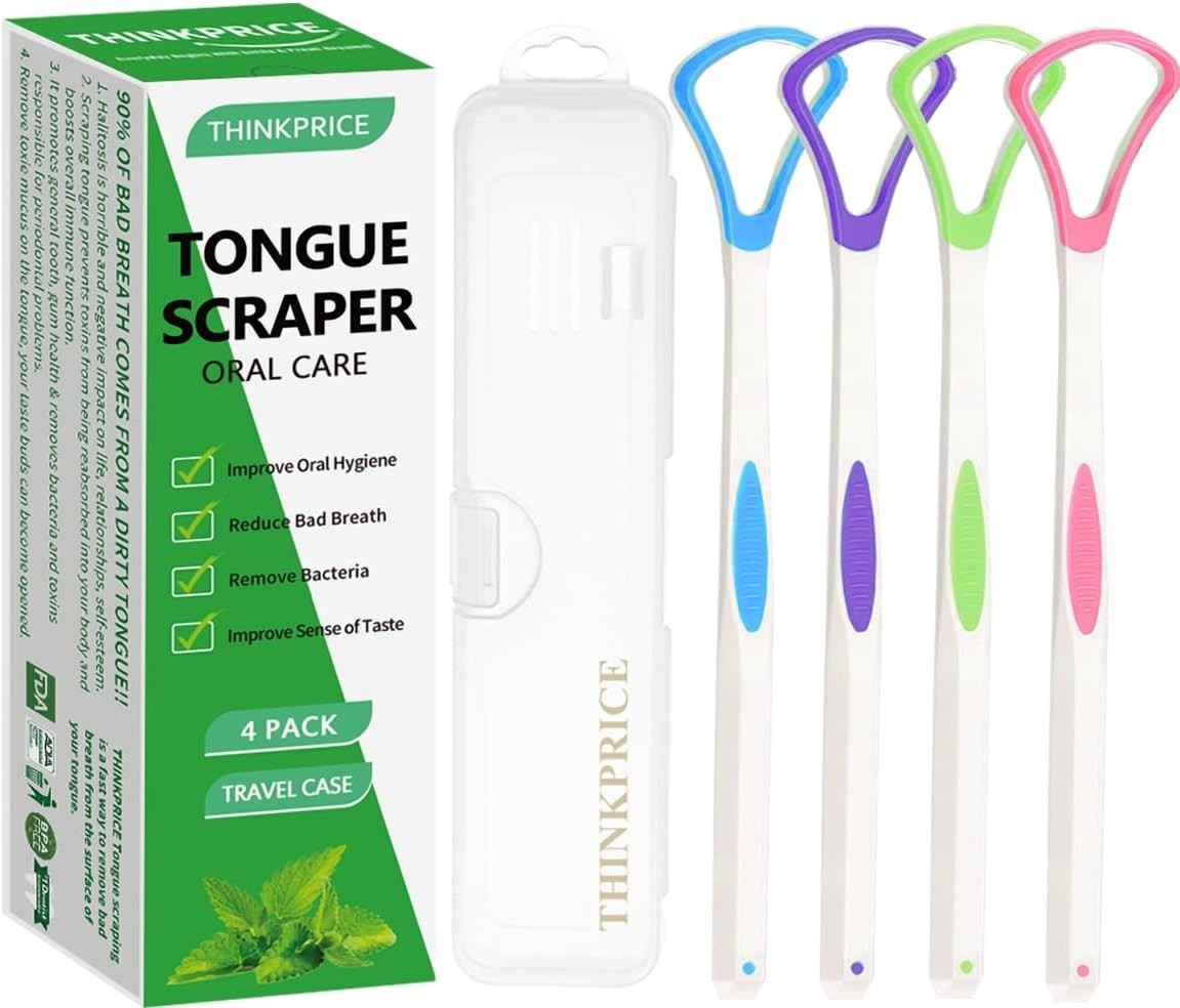 BPA-Free Tongue Scraper with Travel Case for Oral Hygiene - Reusable and Gentle Cleaning