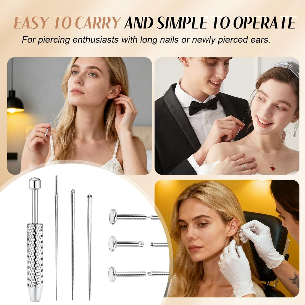 Stainless Steel Piercing Taper Ball Grabber Tool Set 14G-20G Insertion Kit