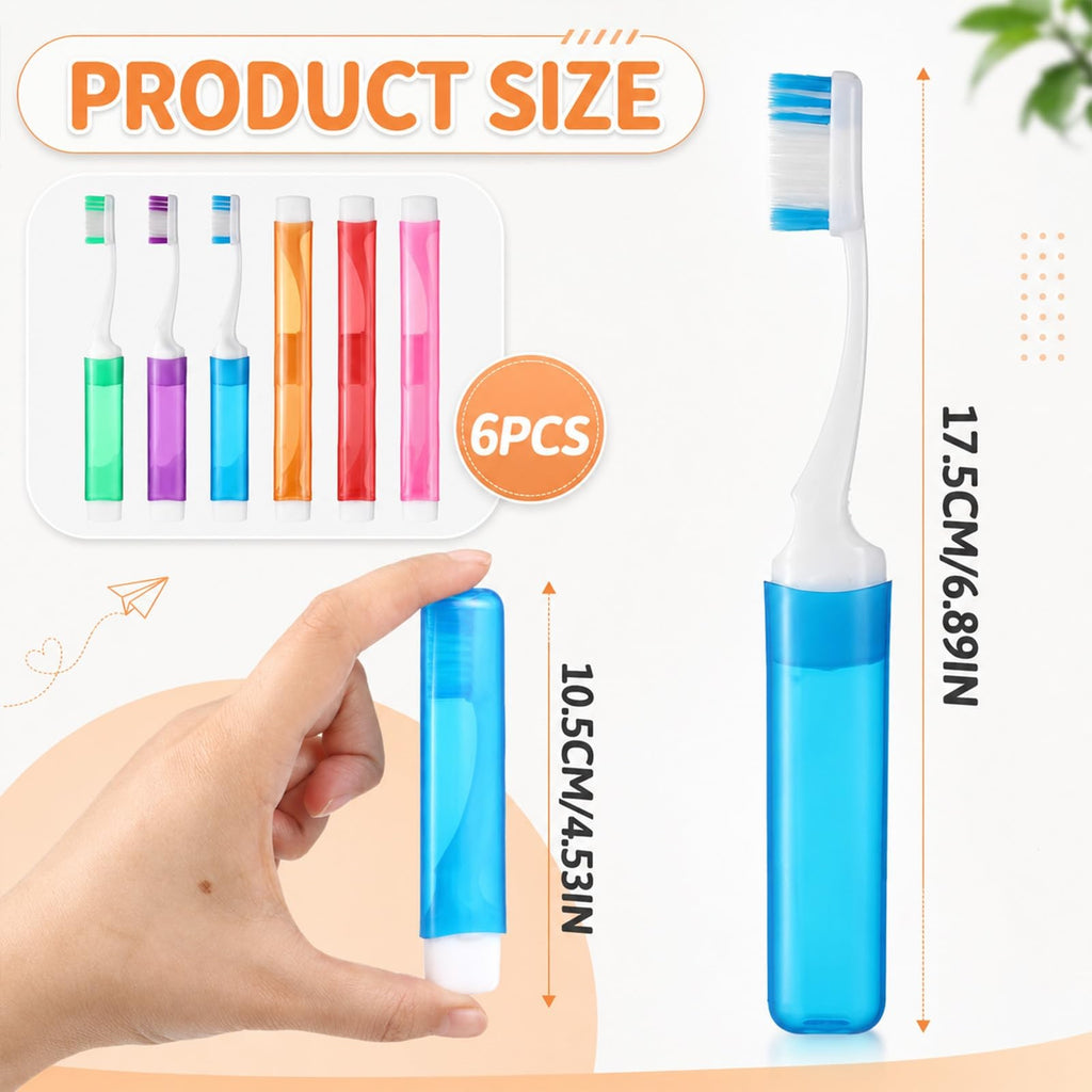 Travel Folding Toothbrush with Soft Bristles - Portable Mini Oral Care Set