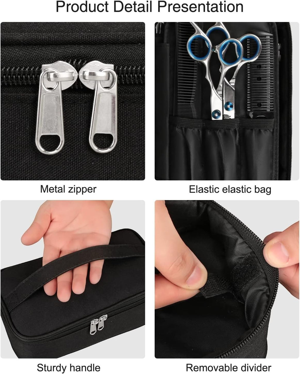 Portable Barber Tool Bag for Hair Clippers & Accessories, Black