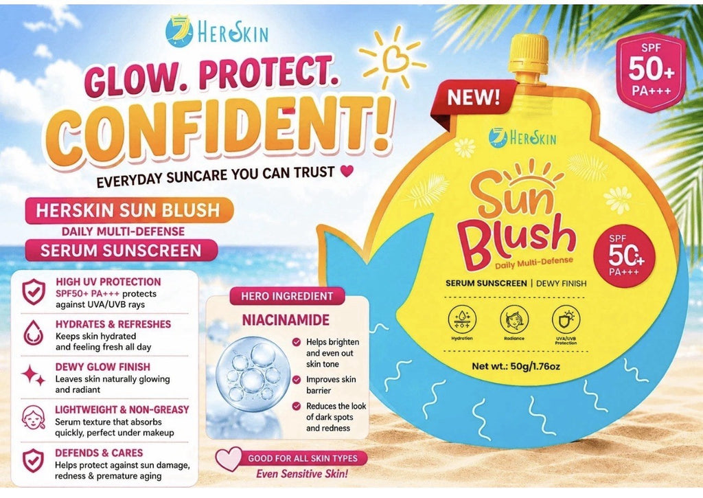 HERSKIN SPF50 PA+++ Sun Blush UV Care Cream 50g Lightweight Daily Sunscreen