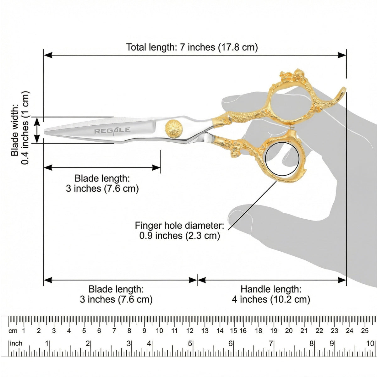 Professional Hair Cutting & Thinning Shear Set - 7" with Gold Handles