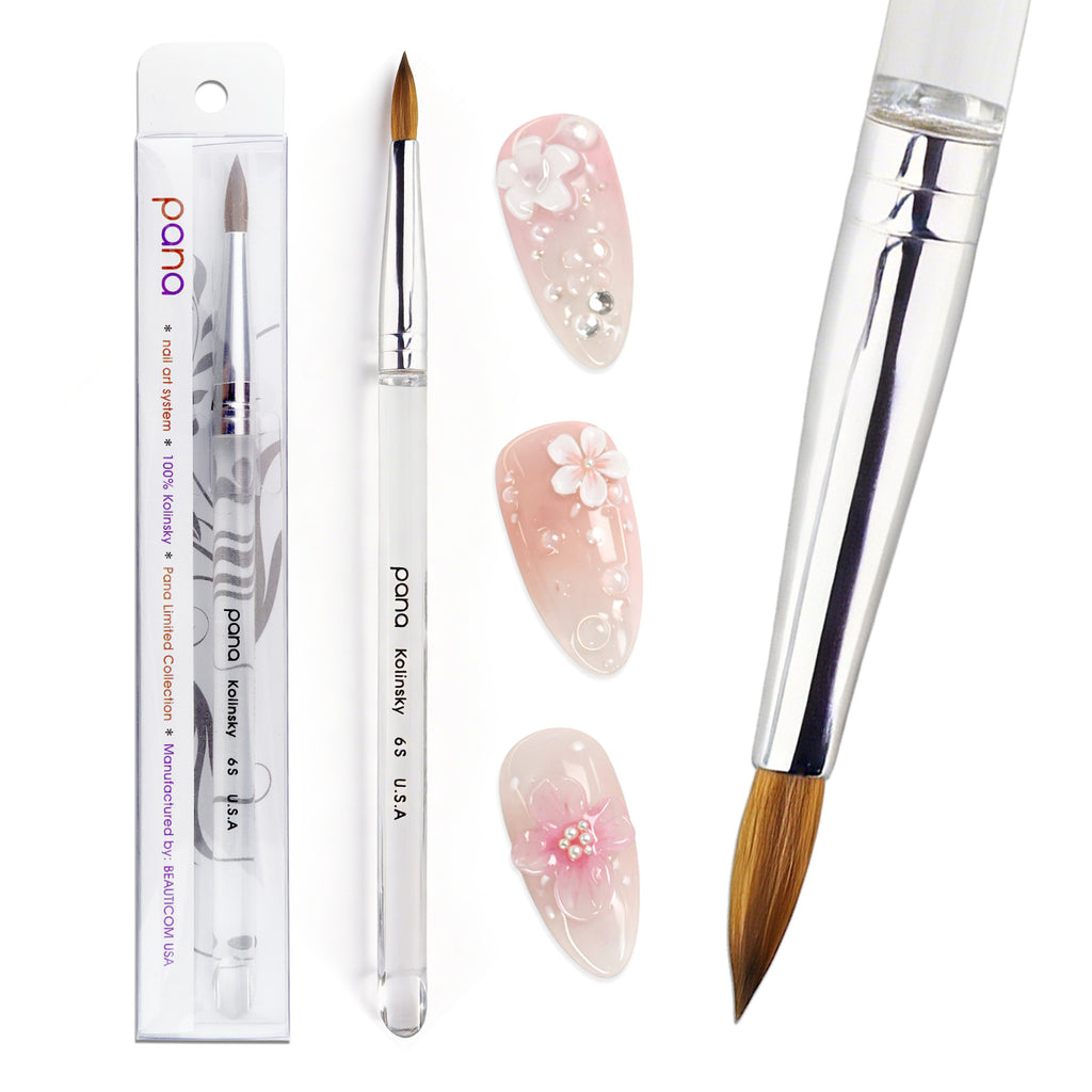 Professional Nail Art Brush Set - Kolinsky Sable with Acrylic Handle, Multiple Sizes