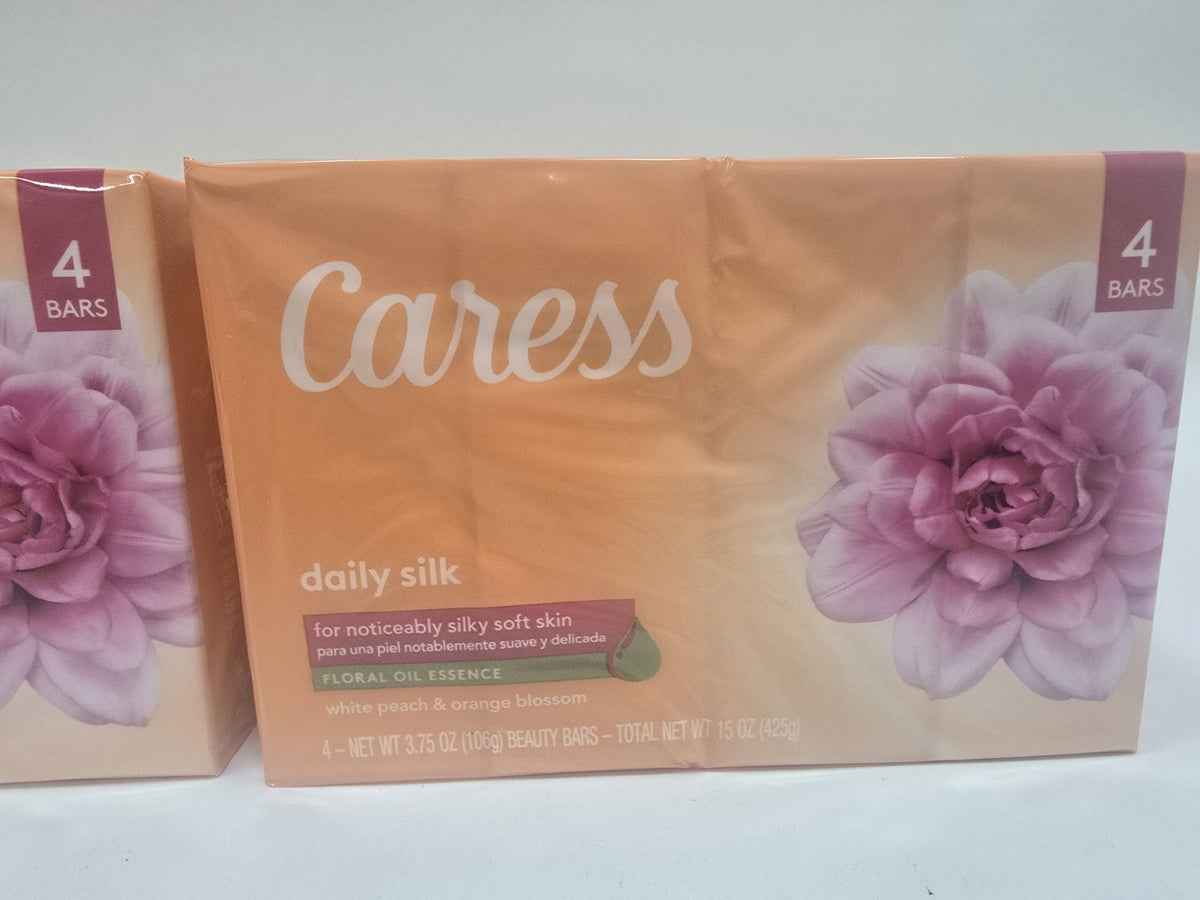 Caress Daily Silk Bar Soap White Peach & Orange Blossom - 8 Floral Oil Bars