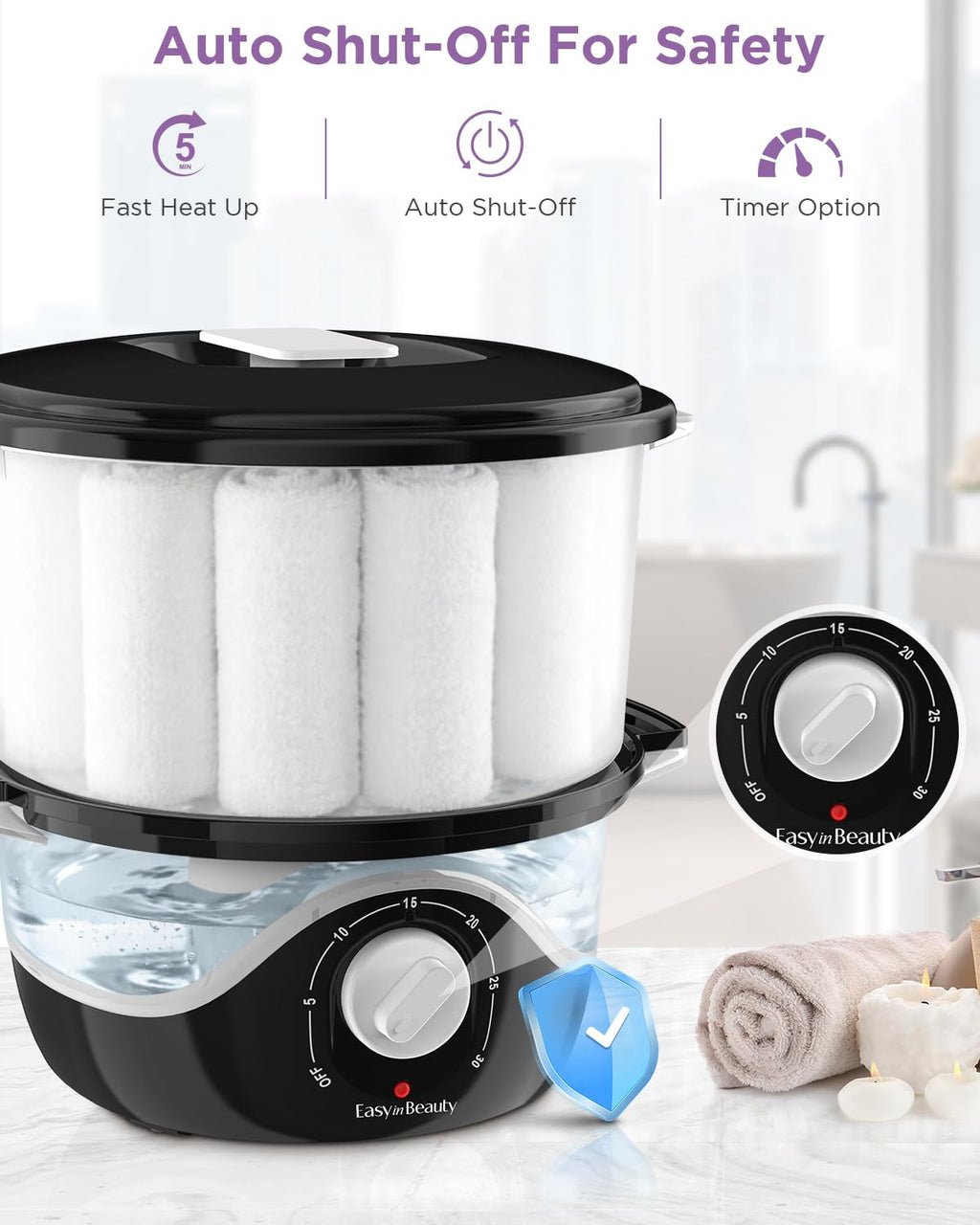 Small Hot Towel Warmer with Transparent Water Tank for Spa and Salon