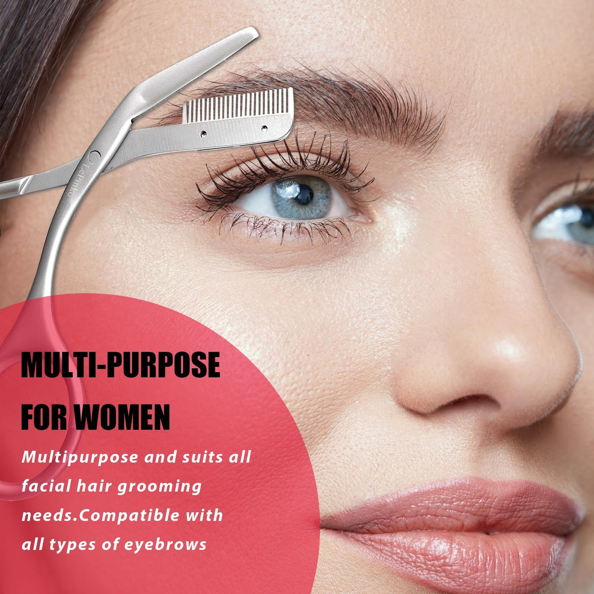 Stainless Steel Eyebrow Trimming Scissors with Comb - Precision Grooming Tool