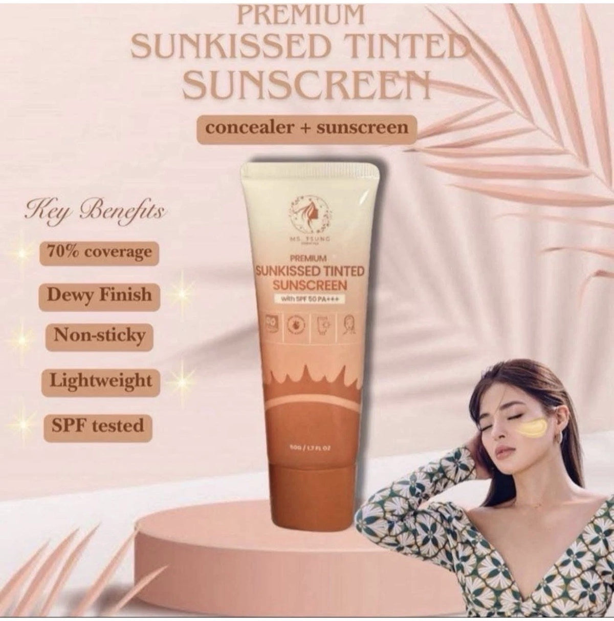SPF 50 PA+++ Tinted Sunscreen for Face - Broad Spectrum, Moisturizing, 50g