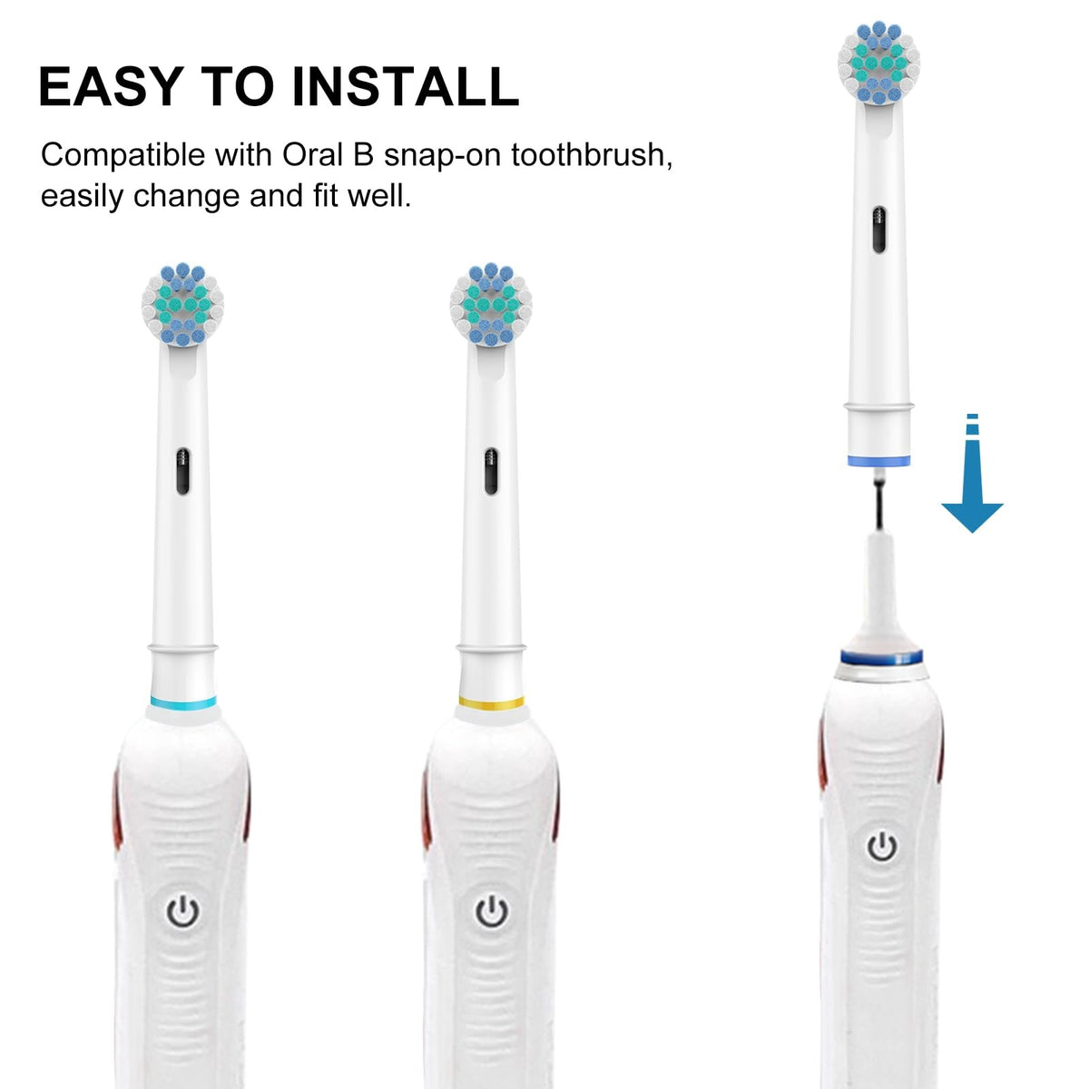 Electric Toothbrush Replacement Heads Set - Soft Dupont Bristles, 4 Pack for Oral B