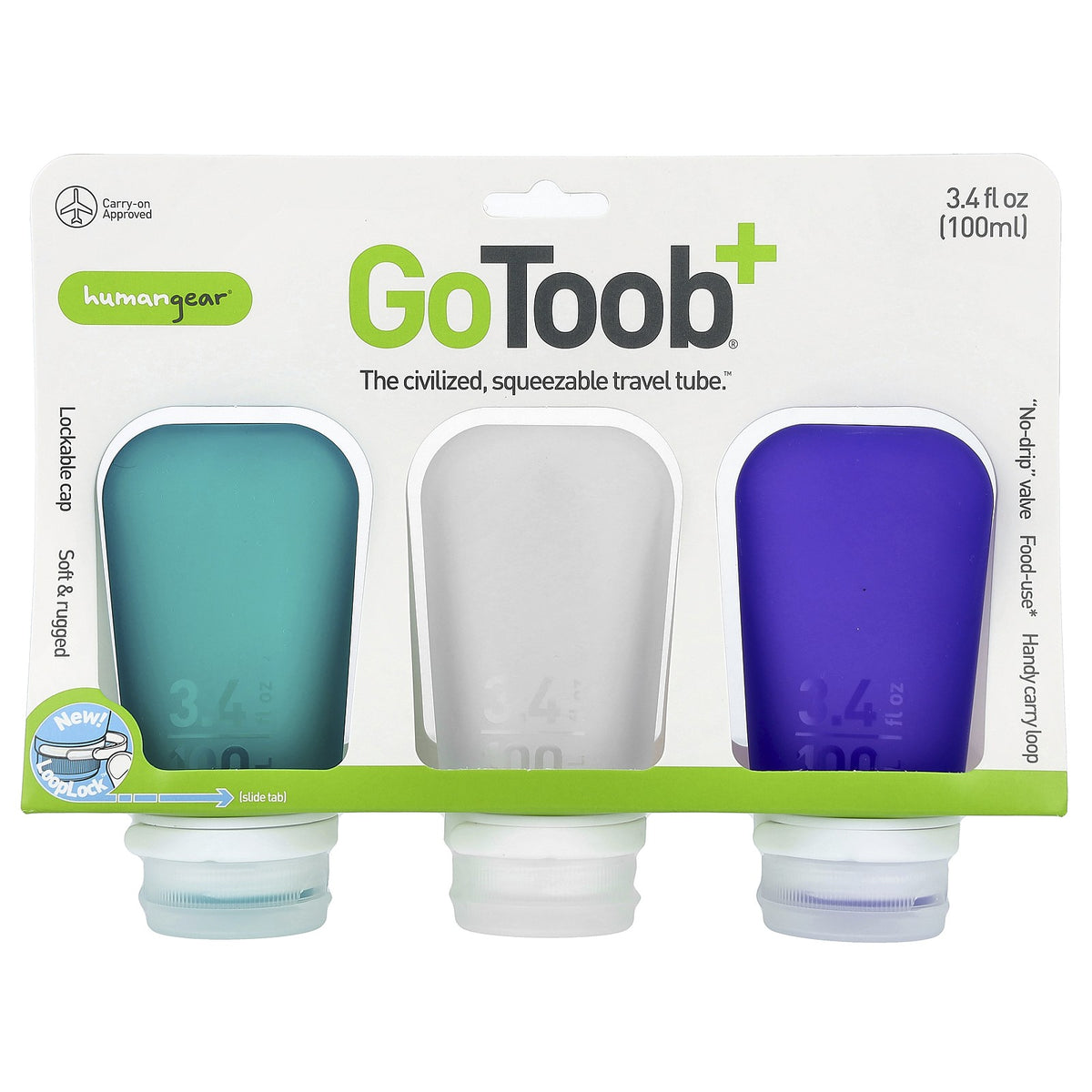 Travel Tube Set - Large BPA-Free Silicone Bottles with Locking Cap - 3 Pack
